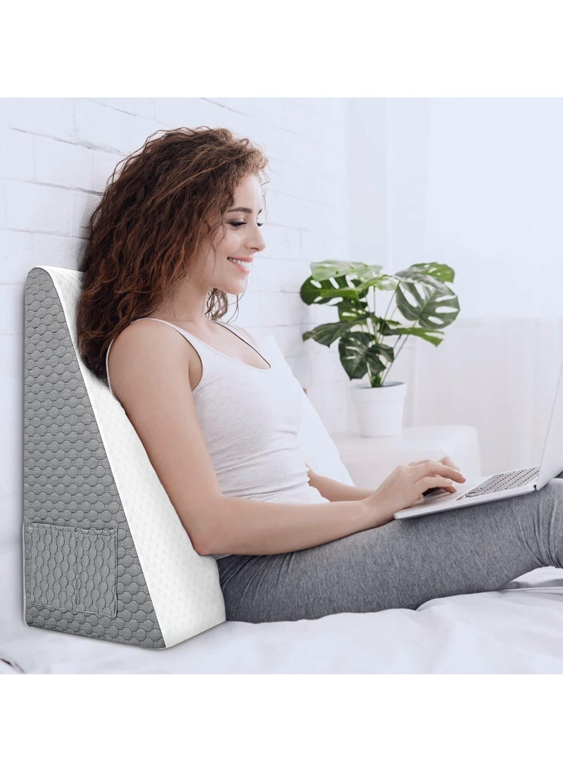 بيوينتي - Wedge Pillow 12 Bed Wedge Pillow for Sleeping Acid Reflux After Surgery Triangle Pillow Wedge for Sleeping Gerd Snoring, Air Layer Wedge Cover|Memory Foam Top - Image 1