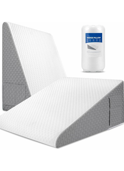 Wedge Pillow 12 Bed Wedge Pillow for Sleeping Acid Reflux After Surgery Triangle Pillow Wedge for Sleeping Gerd Snoring, Air Layer Wedge Cover|Memory Foam Top