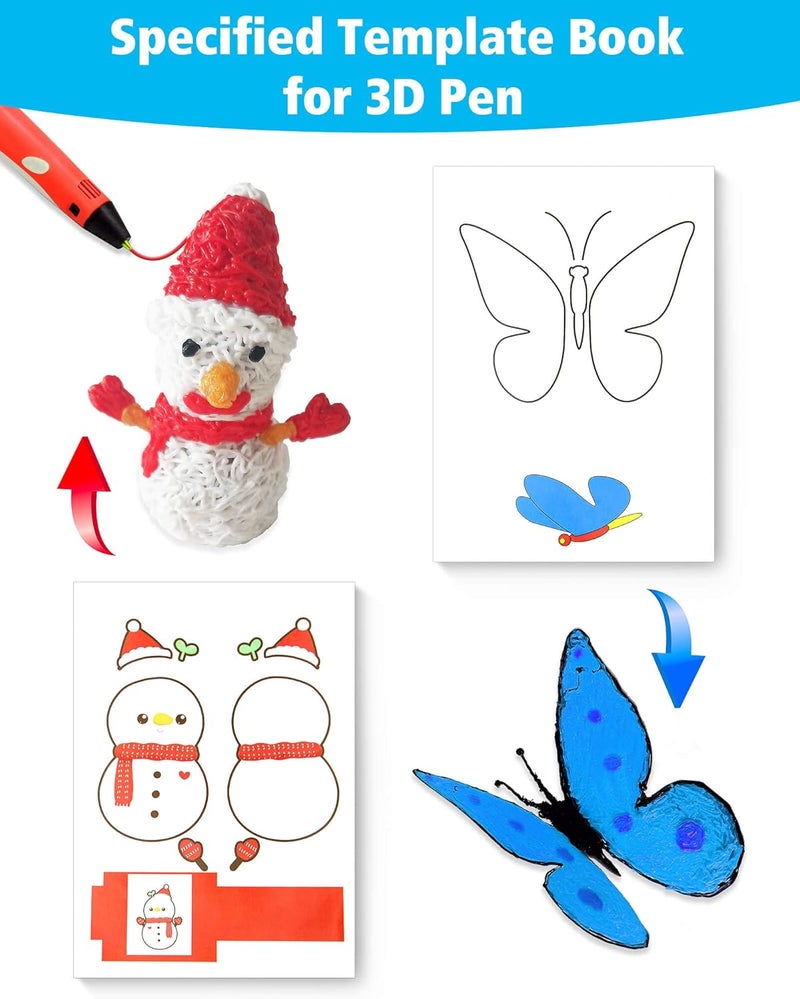 Vomika 3D Pen Printing Drawing Book, Reusable Colored 40 Pattern Thick Paper Templates with Two Clear Plate, 3D Painting Graffiti Stencils for DIY Gifts - Image 4
