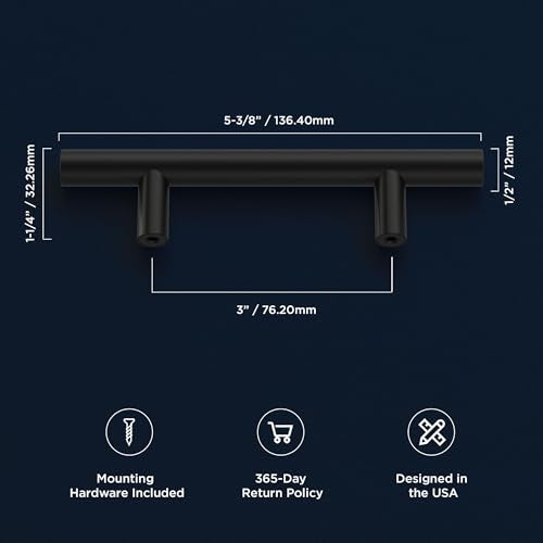 Hickory Hardware 10 Pack Kitchen Cabinet Handles, Drawer Pulls for Doors & Dresser Drawers, Hardware for Bathroom, 3 Inch Hole Center, Matte Black, Heritage Collection - Image 4