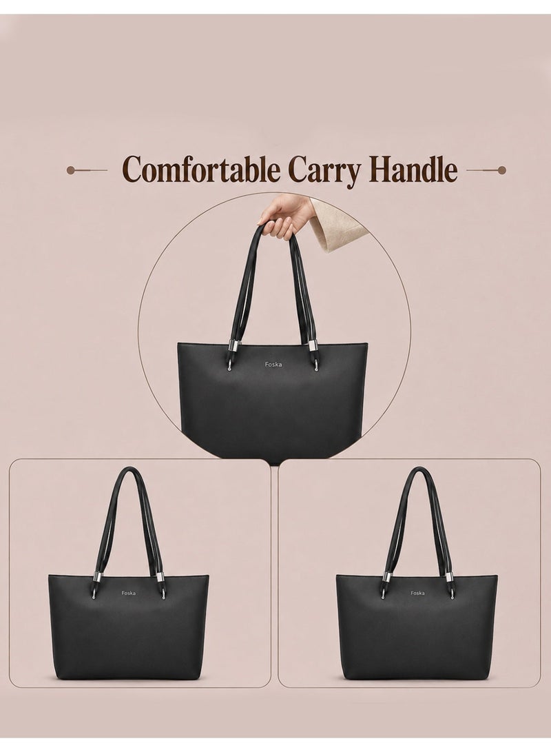 FOSKA Women's Tote Bag Black Bag, Stylish Synthetic Handbag with Spacious Storage, Durable Everyday Carry Bag for Work, Travel & Casual Use - 308233 - Image 4