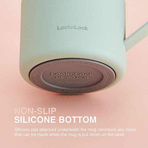 LocknLock Metro Mug Premium 18/8 Stainless Steel Double Wall Insulated with Handle Perfect for table with Lid, Black, 16 oz - Image 3