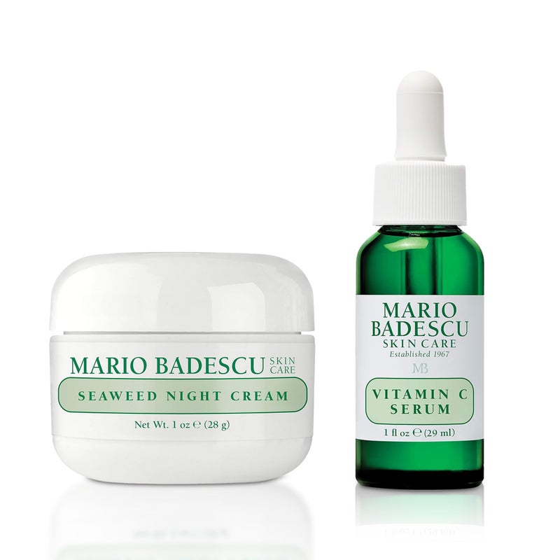 Mario Badescu Seaweed Night Cream & Vitamin C Serum Bundle, Hydrating Night Cream + Brightening Serum for Radiant, Youthful Skin, 2-Piece Skincare Set for Moisture, Firmness, and an Even Complexion - Image 1
