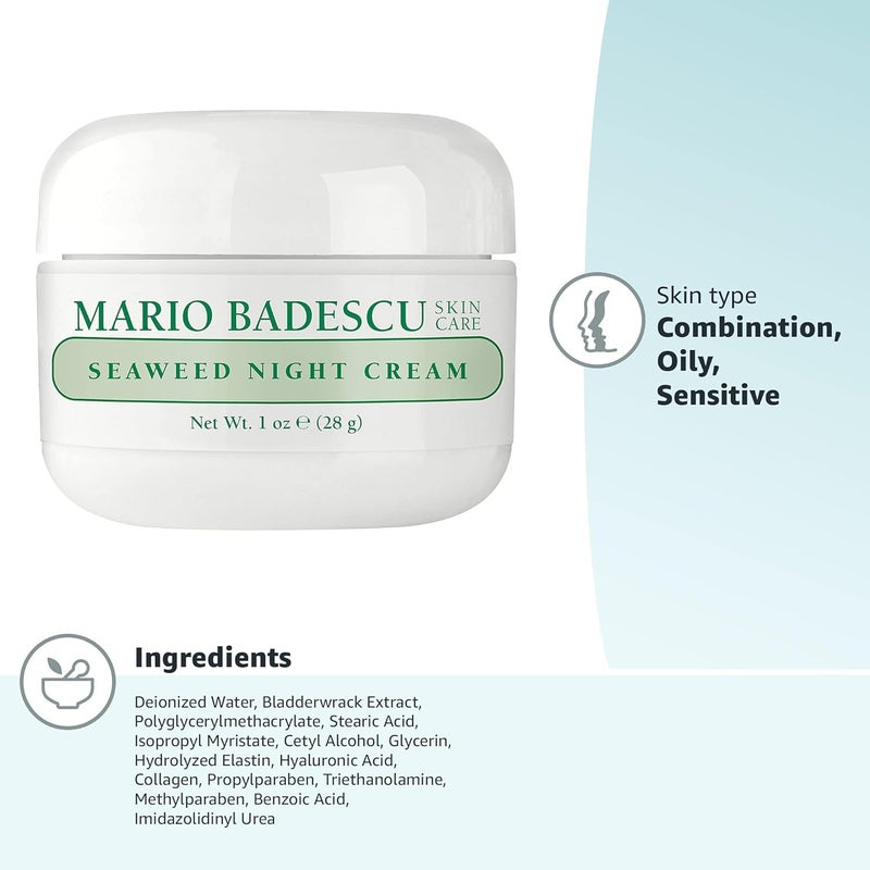 Mario Badescu Seaweed Night Cream & Vitamin C Serum Bundle, Hydrating Night Cream + Brightening Serum for Radiant, Youthful Skin, 2-Piece Skincare Set for Moisture, Firmness, and an Even Complexion - Image 5