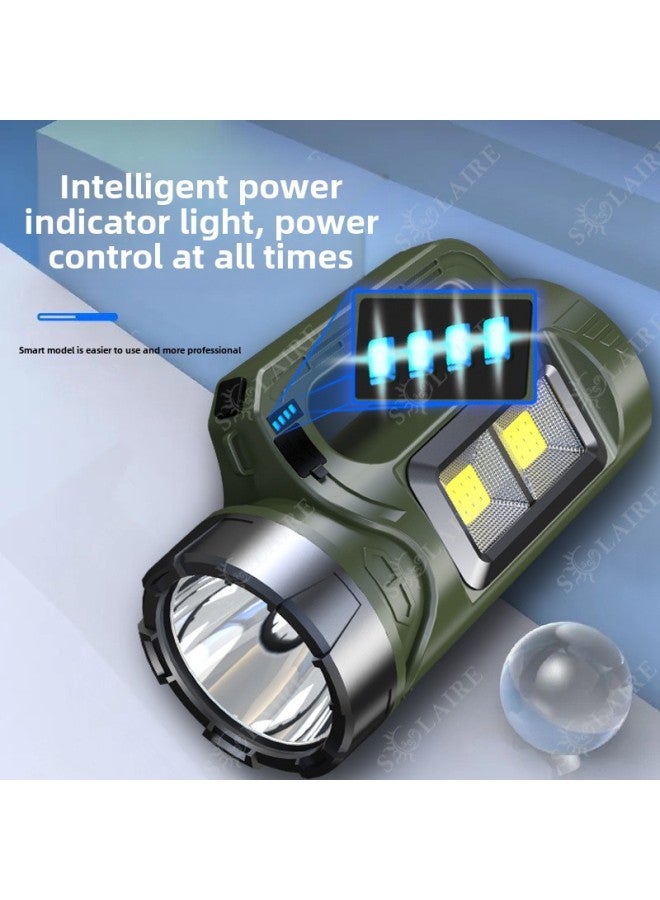 High-power Super Bright Flashlight Strong Light Charging Portable Lamp Searchlight Outdoor Long-range Emergency Long Endurance-Color:Black And Silver (solar Model) + Bracket - Image 3