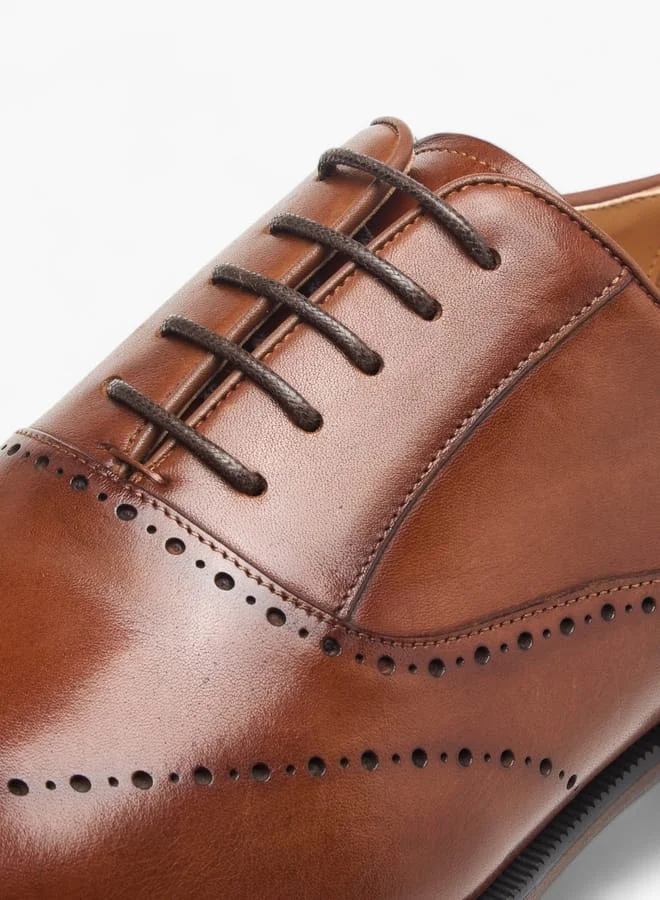 DUCHINI Men's Perforated Detail Lace-Up Oxford Shoes