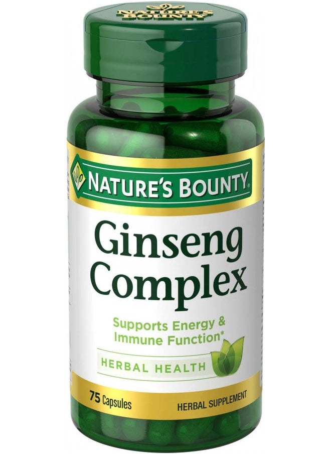 NATURE'S BOUNTY - Ginseng By Nature'S Bounty, Ginseng Complex Capsules Supports Vitality And Immune Function, 75 Capsules - Image 1