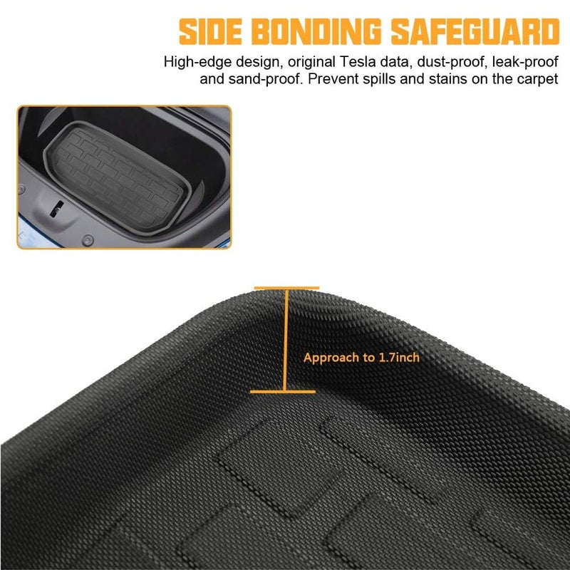 ROCCS حصائر صندوق السيارة الأمامية والخلفية ROCCS متوافقة مع تسلا موديل Y 2024 2023 2022 2021 - حصيرة تخزين للبضائع لجميع الأحوال الجوية - حماية صندوق خلفي غير قابلة للانزلاق ومقاومة للماء 3D، عبوة من 2 - Image 4