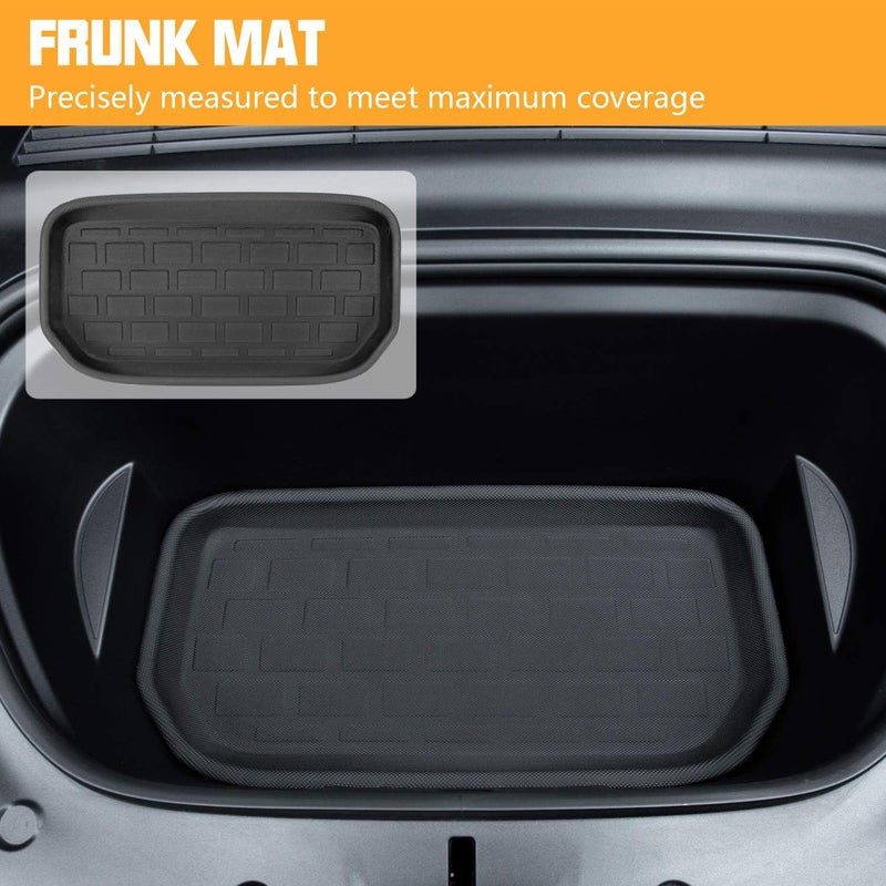 ROCCS حصائر صندوق السيارة الأمامية والخلفية ROCCS متوافقة مع تسلا موديل Y 2024 2023 2022 2021 - حصيرة تخزين للبضائع لجميع الأحوال الجوية - حماية صندوق خلفي غير قابلة للانزلاق ومقاومة للماء 3D، عبوة من 2 - Image 3