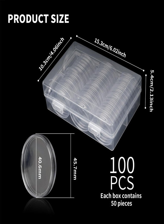 Axigundaone 100 Pieces Silver Eagles Coin Capsules, 40.6mm Coin Capsules with Organizer Box, Clear Silver Dollar Coin Case Holder for Coin Collection - Image 2