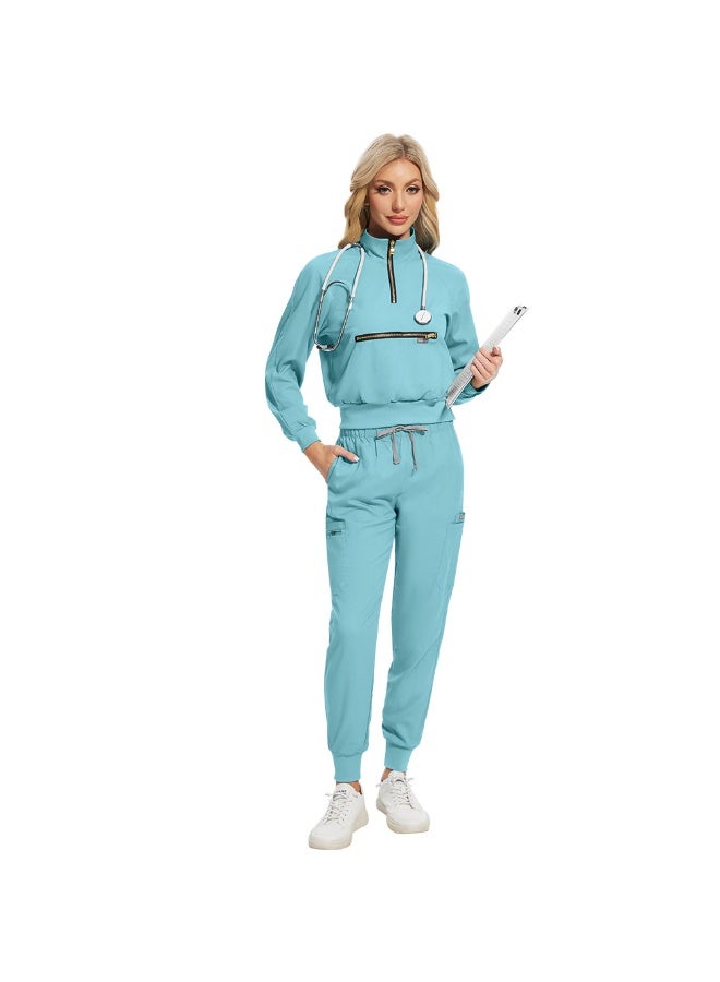 NIBEMINENT Scrubs Uniform High Quality Medical Scrubs Breathable Clinic Hospital Nurse Uniforms Workwear Long Sleeved Zipper Collar Uniform - Image 1