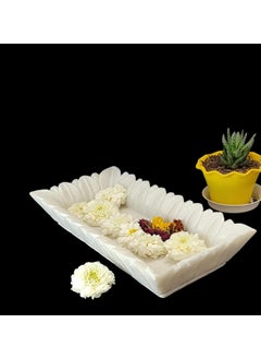 R&M RM 11 inch Unpolished Marble Square Bowl | Urli Flower Bowl| Marble Flower Bowl | Marble Floating Candle Bowl | Center Table Bowl | Dining Table Bowl  - Image 1