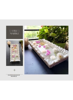 R&M RM 11 inch Unpolished Marble Square Bowl | Urli Flower Bowl| Marble Flower Bowl | Marble Floating Candle Bowl | Center Table Bowl | Dining Table Bowl  - Image 4