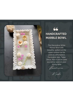 R&M RM 11 inch Unpolished Marble Square Bowl | Urli Flower Bowl| Marble Flower Bowl | Marble Floating Candle Bowl | Center Table Bowl | Dining Table Bowl  - Image 2