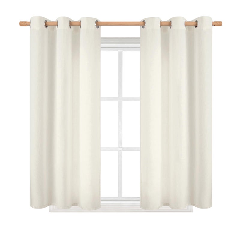 BGment الستائر المريلة 45 بوصة طول 2 لوحات لغرفة نوم جروميت الكتان السميك تبدو الخيش مصطحة ضوء الستائر خصوصية الستائر لغرفة المعيشة مزرعة 42 × 45 بوصة العاج - Image 1