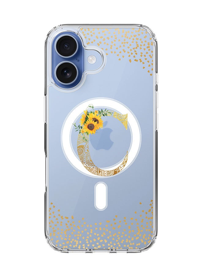 Stylizedd Classic Clear MagSafe Case for iPhone 17 , Hybrid Soft Case Flexible Edges Anti Drop TPU PC Gel Thin Transparent Cover [ Designed for iPhone 17 ] - Custom Monogram Initial Letter Floral Pattern Alphabet - C  (Clear )