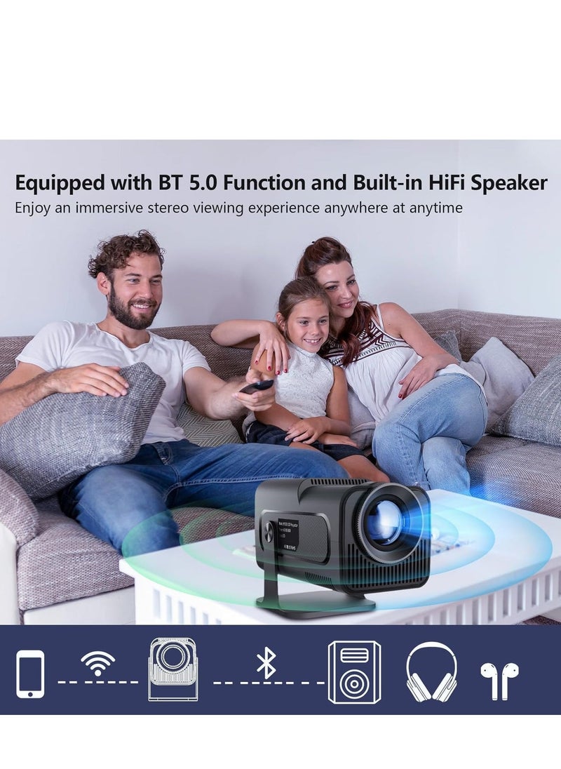 ELTRAZONE Mini Projector with WiFi 6 & Bluetooth – Native 1080P, Auto Focus, 4K Support, Outdoor Movie Projector, Short Throw Home Theater Projector with Android 11  - Image 3