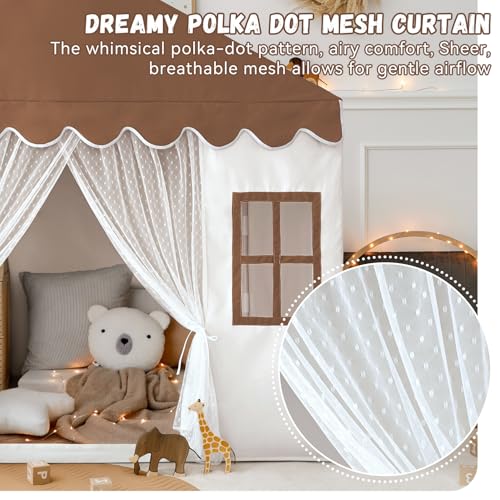 Avrsol Kids Play Tent with Mat Large Playhouse Play Tent Indoor for Girls Boys Kids Tent Toys for Toddlers Children Play House for Birthday Toy House Gift Brown - Image 5