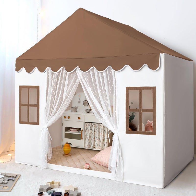 Avrsol Kids Play Tent with Mat Large Playhouse Play Tent Indoor for Girls Boys Kids Tent Toys for Toddlers Children Play House for Birthday Toy House Gift Brown - Image 3