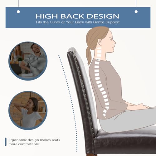 DUMOS Dining Chairs Set of 6, Moden PU Leather Kitchen Table Chairs with Wooden Legs and Padded Seat for Dining Room/Kitchen/Living Room/Restaurant, Brown - Image 4