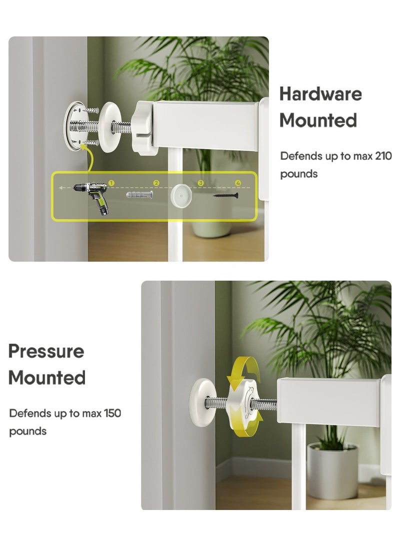 BabyBond Baby Gate for Stairs Doorways, Fits Openings 69CM to 109CM Wide, Auto Close Extra Wide Dog Gate for House, Pressure Mounted Easy Walk Through Pet Gate with Door, White - Image 3