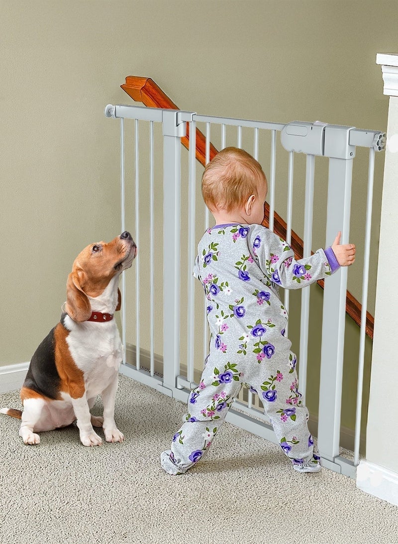 BabyBond Baby Gate for Stairs Doorways, Fits Openings 69CM to 109CM Wide, Auto Close Extra Wide Dog Gate for House, Pressure Mounted Easy Walk Through Pet Gate with Door, White - Image 2