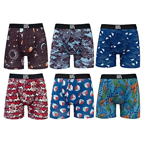 Warriors & Scholars Boxer Briefs For Men Pack Of 6, Ultra Soft, Breathable Quick Dry, Moisture-Wicking Mens Underwear, AM105F L - Image 1