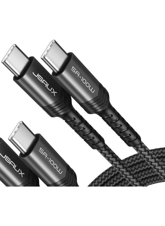 JSAUX JSAUX USB C to USB C Cable 100W/5A [1-Pack 6.6ft], QC 4.0/USB PD Type-C Fast Charging Cord Compatible with MacBook Pro/Air M2, iPad Pro 12.9/iPad Air/Mini 6 Samsung Galaxy S23 S22 S21 Black ( 2M )  - Image 1