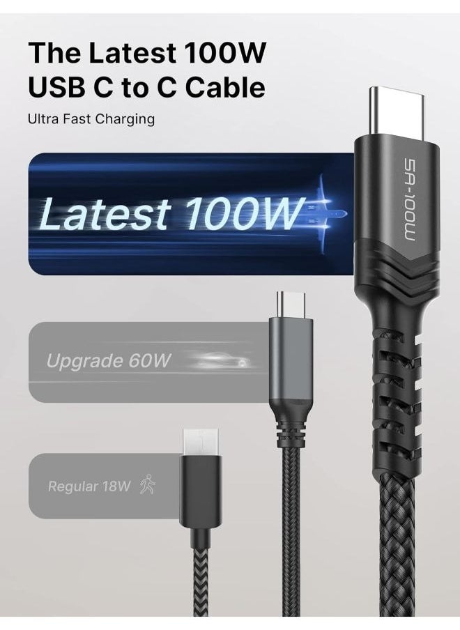 JSAUX JSAUX USB C to USB C Cable 100W/5A [1-Pack 6.6ft], QC 4.0/USB PD Type-C Fast Charging Cord Compatible with MacBook Pro/Air M2, iPad Pro 12.9/iPad Air/Mini 6 Samsung Galaxy S23 S22 S21 Black ( 2M )  - Image 2