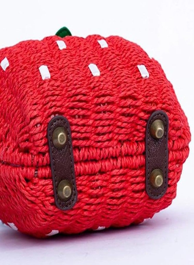 123Arts Women's Strawberry Fruit Weave Shoulder Bag Messenger Bag Beach Bag Purse, Red, 21*18cm - Image 4