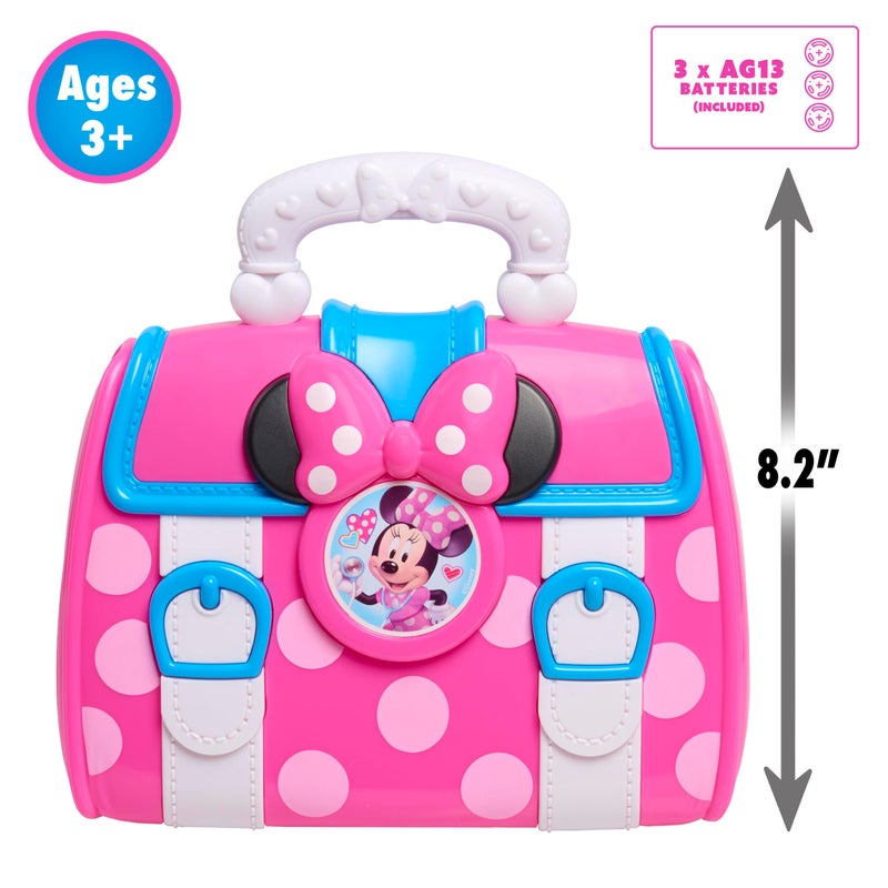 Just Play طقم طبي مكون من 8 قطع من ميني ماوس من ديزني جونيور للأطفال من عمر 3-5 سنوات، سماعة طبية مع أضواء وأصوات، مرخص رسميًا، وردي، لعب تمثيلي للأطفال، من عمر 3 سنوات وما فوق - Image 4