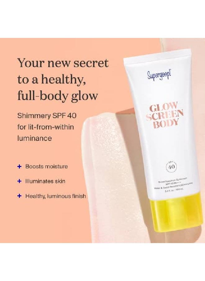 Glowscreen Body SPF 40 PA+++ 3.4 Fl Oz Body Lotion Broad Spectrum Sunscreen With Subtle Shimmer