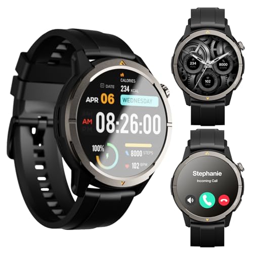 AGM Legion Rugged Smart Watch for Men Women, Bluetooth Calling, AMOLED Display, Heart Rate/SpO2/Sleep Tracking, 5ATM Waterproof, 100+ Sports Modes, DIY Dial, 30D Standby for Tactical Outdoor, Black - Image 1