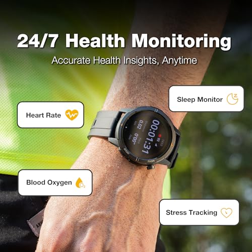AGM Legion Rugged Smart Watch for Men Women, Bluetooth Calling, AMOLED Display, Heart Rate/SpO2/Sleep Tracking, 5ATM Waterproof, 100+ Sports Modes, DIY Dial, 30D Standby for Tactical Outdoor, Black - Image 5