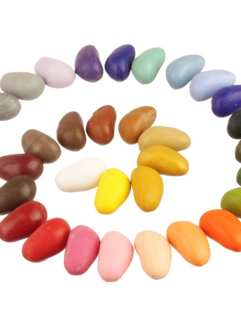 Crayon Rocks أقلام شمعية صخرية فقط في علبة، 32 لون، أقلام ثلاثية القاعدة مصممة لتطوير الكتابة لدى الأطفال والرضع، نشاط ممتع وتعليمي، نشاط إبداعي، 2 من كل لون - 64 قطعة - Image 3