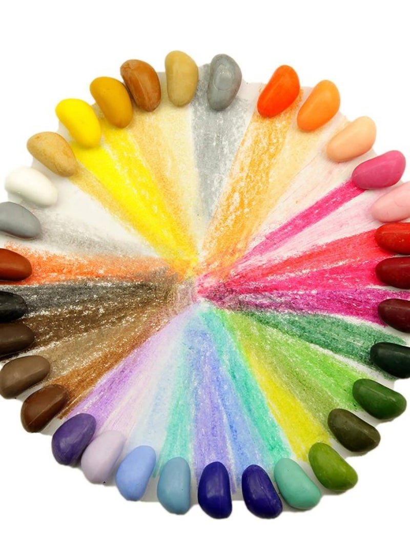 Crayon Rocks أقلام شمعية صخرية فقط في علبة، 32 لون، أقلام ثلاثية القاعدة مصممة لتطوير الكتابة لدى الأطفال والرضع، نشاط ممتع وتعليمي، نشاط إبداعي، 2 من كل لون - 64 قطعة - Image 2