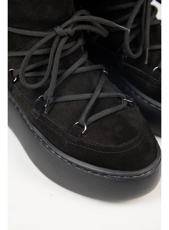 Manijero  Haven Women's Genuine Leather Lace-Up Fur-Lined Black Boot. for Women | Best Price UAE