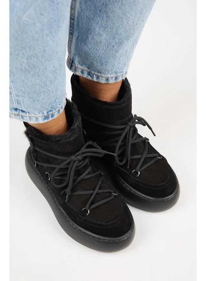 Manijero  Haven Women's Genuine Leather Lace-Up Fur-Lined Black Boot. for Women | Best Price UAE
