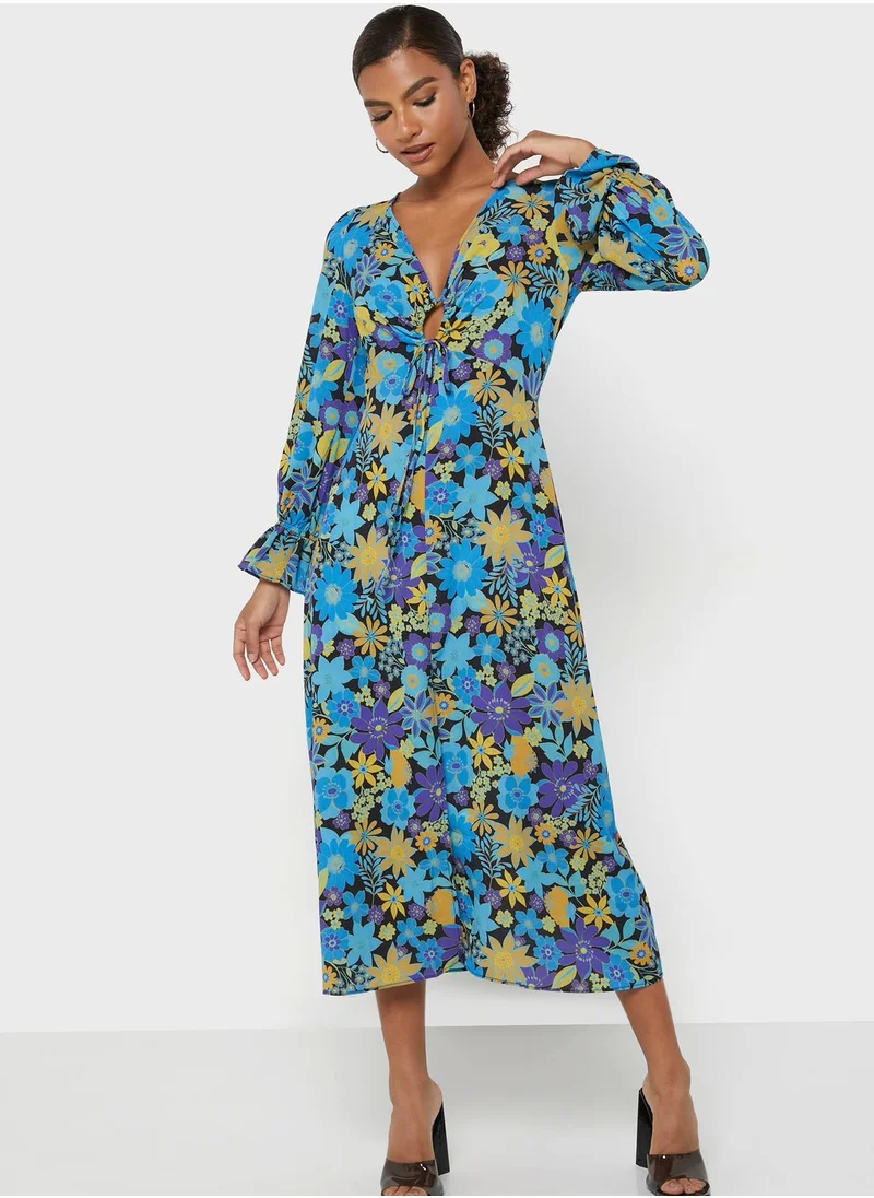 Oasis Front Split Floral Print Dress