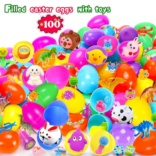 Phaorui 318 Pcs bulk prefilled Easter Egg with toys inside for kids 100 sets plastic Easter egg Filled with toys pre filled Easter egg fillers basket stuffers for Kids Boys Girls stuffed Easters eggs filled - Image 5