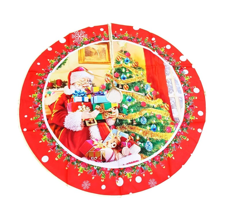 Forty Wings Forty Wings Red Santa Claus Tree Skirt Xmas Christmas Tree Decoration Skirt Christmas Xmas Decorations Items Xmas Christmas Tree Skirt Xmas Tree Foot CoverChristmas Tree Decoration Items - Image 1