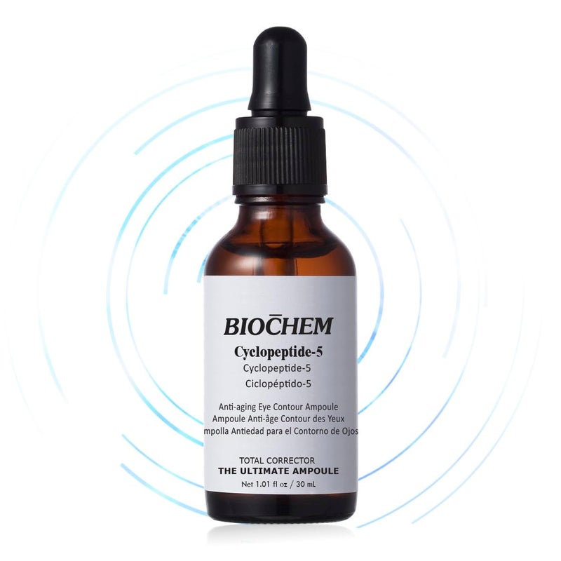 BIOCHEM Cyclopeptide5 AntiAging Eye Contour Ampoule Firming Hydrating Serum with Hyaluronic Acid UnderEye Treatment Reduces Bags Fine Lines Crows Feet 101 fl oz 30 mL - Image 1