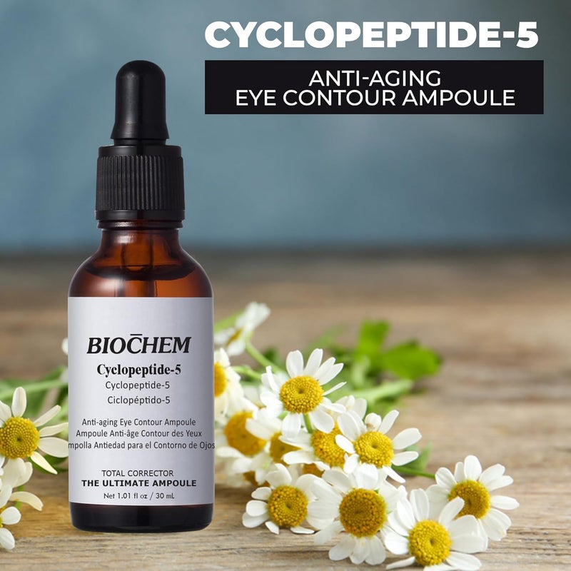 BIOCHEM Cyclopeptide5 AntiAging Eye Contour Ampoule Firming Hydrating Serum with Hyaluronic Acid UnderEye Treatment Reduces Bags Fine Lines Crows Feet 101 fl oz 30 mL - Image 3