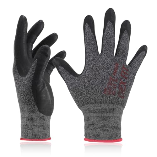 DEX FIT Nitrile Work Gloves FN330, 3 Pairs, 3D-Comfort Stretchy Fit, Firm Grip, Thin & Lightweight, Touch-Screen Compatible, Durable, Breathable & Cool, Machine Washable; Black Grey XXL (11) - Image 1