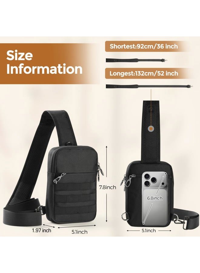VADOO Small Sling Bag for Men, Tactical Crossbody Bag with Zipper Lock, RFID and Molle System for Travel Work Outdoor - Image 4