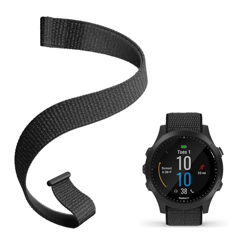 C2D JOY Strap Compatible with Garmin Forerunner 945/935ï¼Œ22mm Replacement Watch band - Woven Nylon with Hook-And-Loop - (10#) Dark Black,Medium(5.5-7.5in) - Image 1