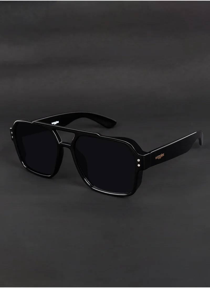 Woggles Uv-Protected Black Aviator Sunglasses