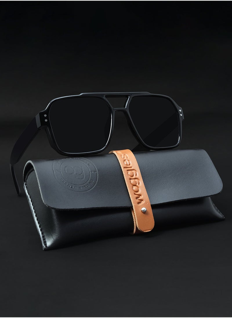Woggles Uv-Protected Black Aviator Sunglasses - Image 1