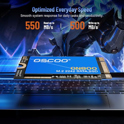 OSCOO 1TB M.2 2242 SATA III SSD، حتى 550MB/s قراءة و500MB/s كتابة، 3D TLC NAND، SSD داخلي لأجهزة اللابتوب، الحواسيب الصغيرة - Intel NUC، Zotac ZBOX، Ultrabook، أجهزة سطح المكتب، مفتاح B+M – غير متوافق مع فتحات NVMe - Image 3