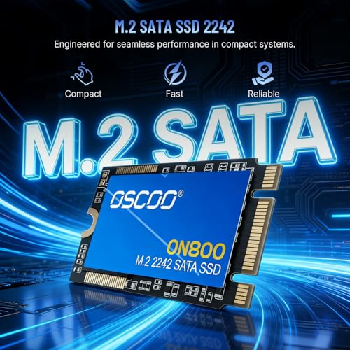 OSCOO 1TB M.2 2242 SATA III SSD، حتى 550MB/s قراءة و500MB/s كتابة، 3D TLC NAND، SSD داخلي لأجهزة اللابتوب، الحواسيب الصغيرة - Intel NUC، Zotac ZBOX، Ultrabook، أجهزة سطح المكتب، مفتاح B+M – غير متوافق مع فتحات NVMe - Image 2